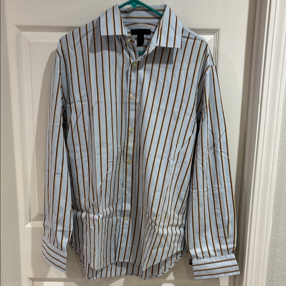 Express Design Studio Blue and Brown Casual Button Down Shirt